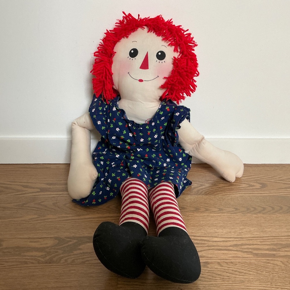 Vintage Raggedy Ann Doll 38 inches tall with Fun Frills Dress
